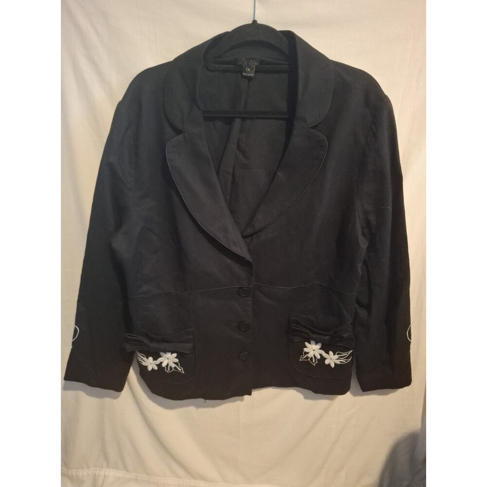 LAPIS Black Women's Embroidered Blazer/Jacket Long Sleevee Size 1X